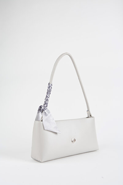 Vivaq Women's Elegant Gray Scarf Gift Faux Leather Baguette Zipper Closure Hand and Shoulder Bag