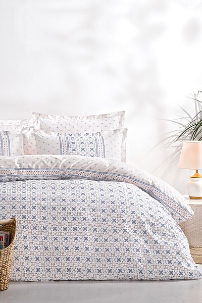 Puffy Roan Double Duvet Cover Set - Indigo