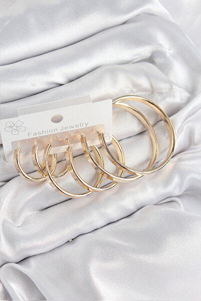 Epilons مجموعة أقراط نسائية من النحاس على شكل حلقة من Bfs باللون الذهبي