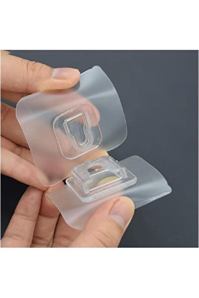 QesQin 1 çift-Çift Taraflı Yapışkanlı Geçmeli Klips – Şeffaf Duvar Askısı, De...