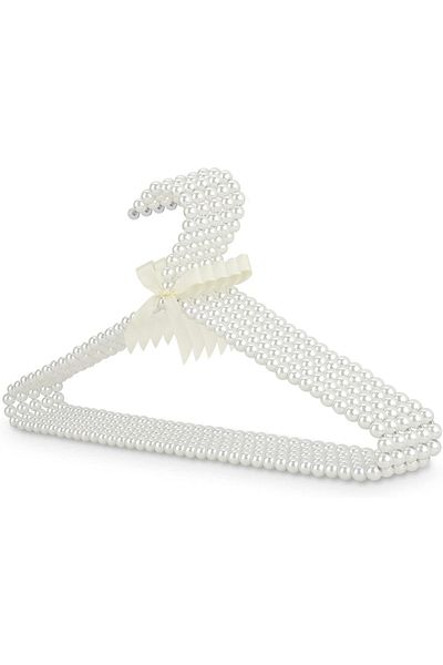 Gerenic Elegant plastic hangers studded with pearl beads for hanging coats, dresses and clothes - 6 pieces