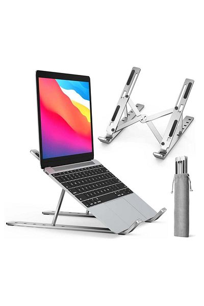 TIKNIA Laptop Stand for Desk, Adjustable Laptop Riser ABS+ Silicone Foldable Portable Laptop Holder,