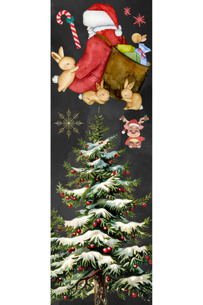 OEM Semn de Carte Craciun, 5x15 cm, 2 bucati, design anii 80 original