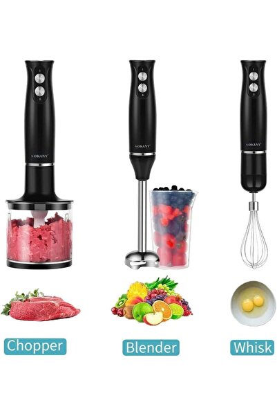 SOKANY مجموعة خلاط يدوي 4 في 1 بقوة 500 واط من TOUCH - خلاط يدوي بسرعتين مع شفرة من الفولاذ المقاوم للصدأ، سعة خلط 700 مل