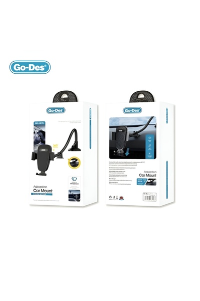 Go-Des GD-HD751 Dual Support Car Holder Can Be Installed On Window Glass And Center Console Black