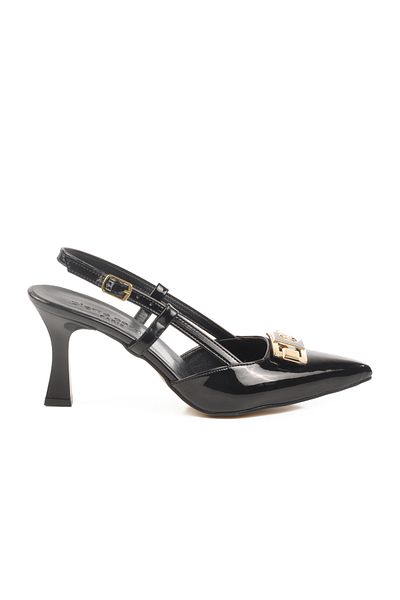 Pierre Cardin Pantofi de seară de damă cu toc din piele lacuită neagră PC-54663 Z