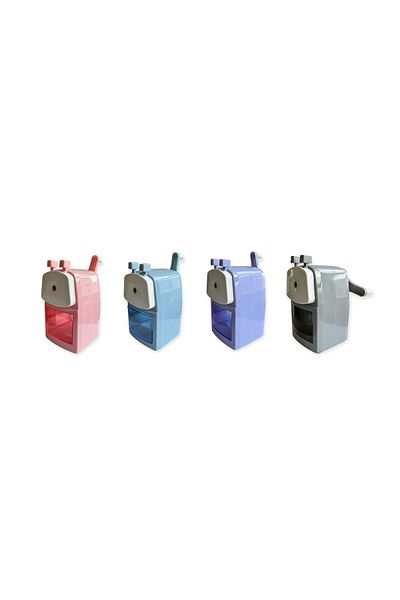 Polin Table Top Pencil Sharpener with Handle, 5 Different Settings, Large Size, Pastel Colors