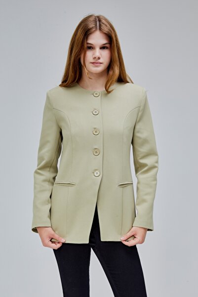 Bolivente Light Khaki Crew Neck Regular Woven Jacket