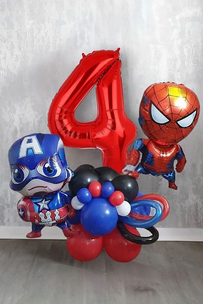 PARTİAVM Age Spider-Man Captain America Marvel Welcome Set Captain America Red Figure Balloon