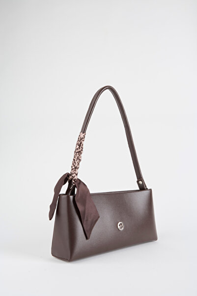 Vivaq Women's Elegant Bitter Brown Scarf Gifted Faux Leather Baguette Zipper Closure Hand and Arm Bag