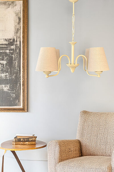 Fivorno Aydınlatma Basic Avangard Model 4 Kollu Krem Sarkıt Avize