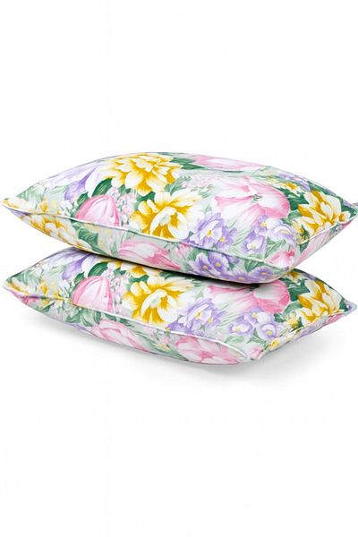 Boema Home Deco Set of 2 goose down and feather pillows, very firm support, 1800 g, 50x70 cm, Purple Flowers
