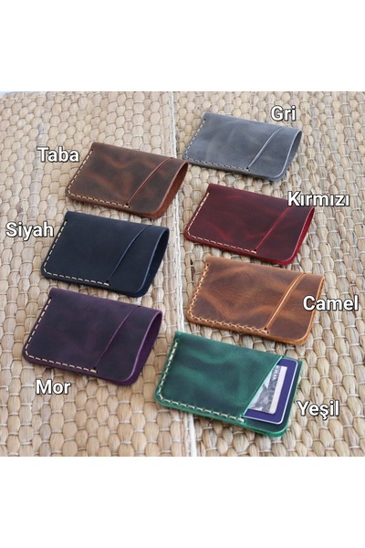 Derici Amca Genuine Leather Minimal Card Holder Wallet