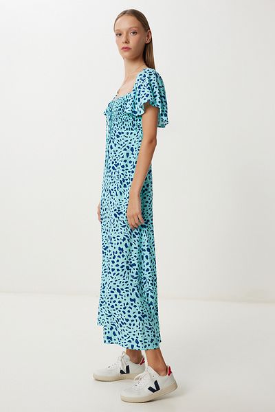 Lovelyİstanbul Patterned Summer Viscose Dress Lfg0128 Water Green