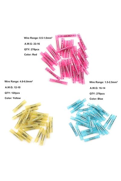 OEM Heat shrink connectors for wire welding, 3 sizes, 660 pieces