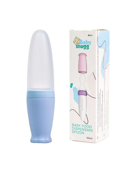BabySnugg Silicone Spoon with Reservoir, BPA Free, Portable, Blue