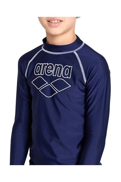 ARENA Rash Vest L/S Graphic Boy's Swimmer T-Shirt Navy Blue