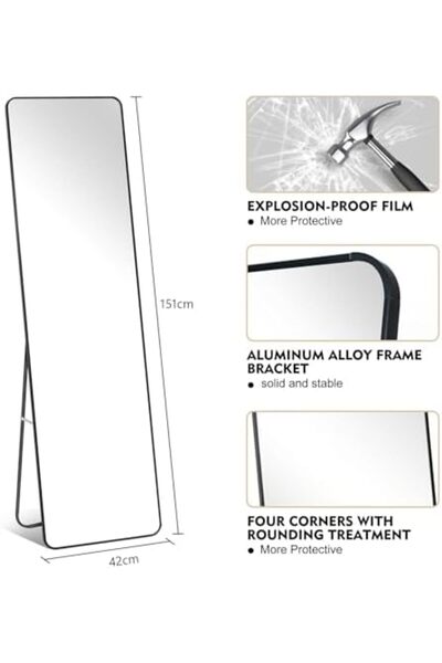 SKY TOUCH SKY-TOUCH Full Length Mirror 151x42cm, Floor Mirrors with Aluminum Alloy Frame
