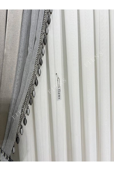 FİENS LÜKS BAMBU YOĞUN DOKULU PREMİUM 1/3 Sık Pileli Tül Perde Ağır Gramajlı ...