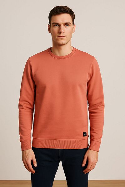 Giyim Dünyası Men's Three Thread Unsharded Sweatshirt Salmon