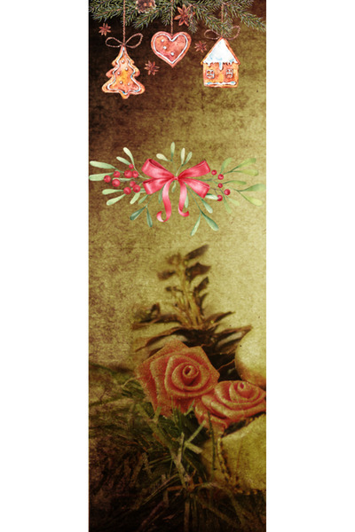 OEM Semn de Carte Craciun, 5x15 cm, 2 bucati, inspiratie retro