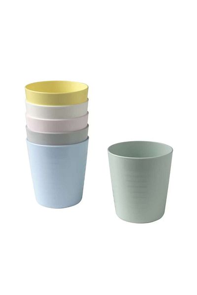 Bibilel Set 6 reusable plastic cups, BPA free, for children, NON-TOXIC, Multicolor