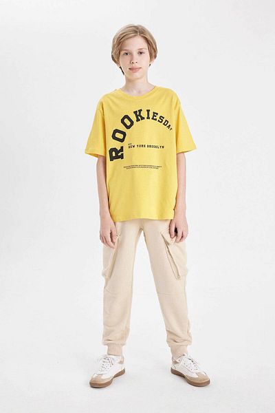 DeFacto Cargo Pocket Waist Elastic Leg School Jogger Beige Boy's Trousers C7227A8/Bg31