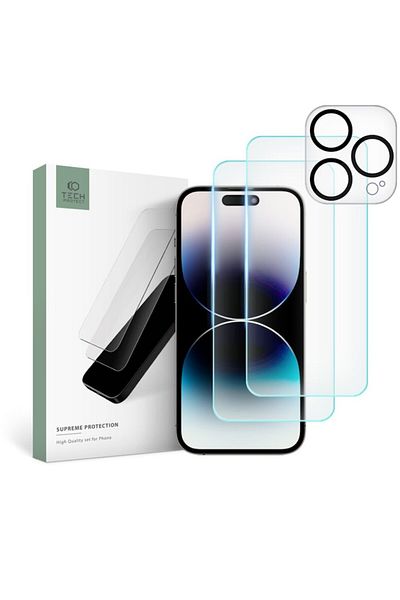 Tech-Protect Folie de protectie Ecran si Camera Spate Supreme pentru Apple iPhone 15 Pro Max, Sticla Securizata,