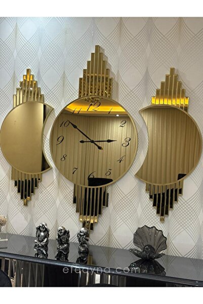 Efe Ayna GALAKSİ- 3'LÜ GOLD DUVAR SAATİ SETİ