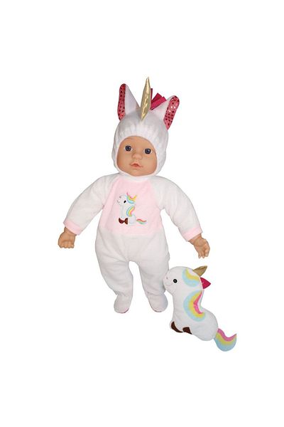 OEM Baby 41 cm with soft body and plush unicorn Bambolina