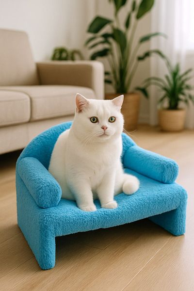 Reyo Pet Plush Cat Sitting Chair Cat Bed Blue