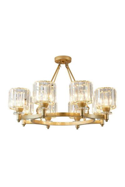 LUXXO Candelabru Olivia, 8xE14, corp aluminiu, decoruri cristal, 90x90x53cm, Auriu