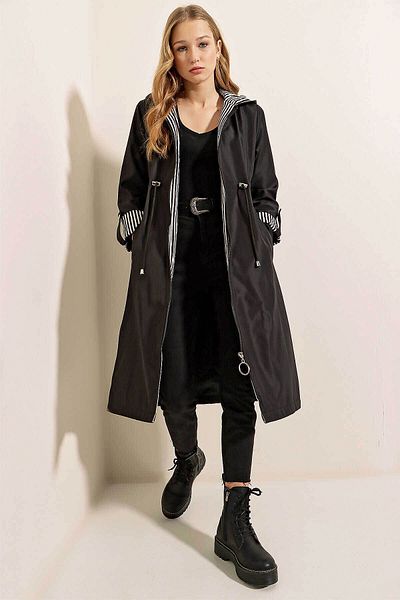 Bigdart Black Women's Trench Coat 9091
