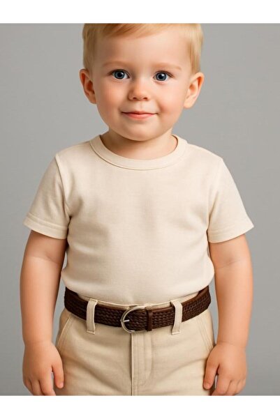 Zekids Erkek Bebek Kemerli Cepli Keten Pantolon