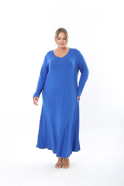 XL Modam Women's Long Sleeve Pocket Lycra Viscose Plus Size Dress