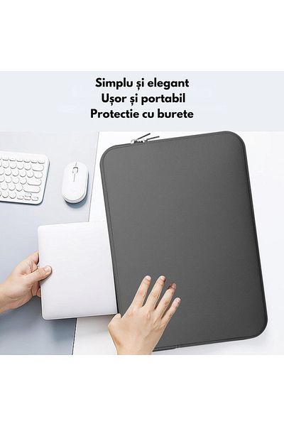 varioshop Husa de Protectie si Transport pentru Laptop VarioShop®, pana la 15.6 inch, cu Burete Antisoc, Rezi
