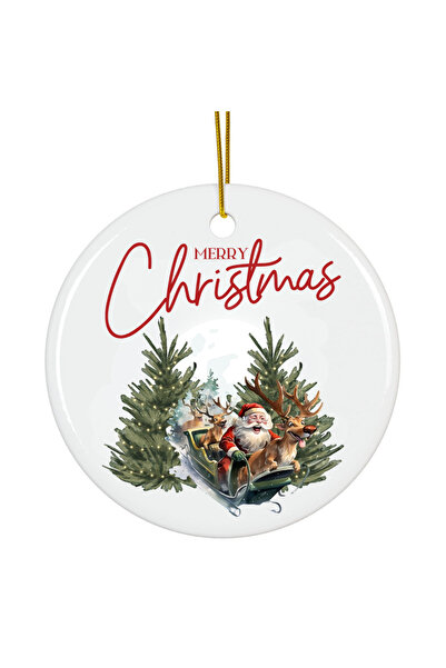 OEM Ornament Acrilic Craciun, 8 cm, brad decoratiune vintage