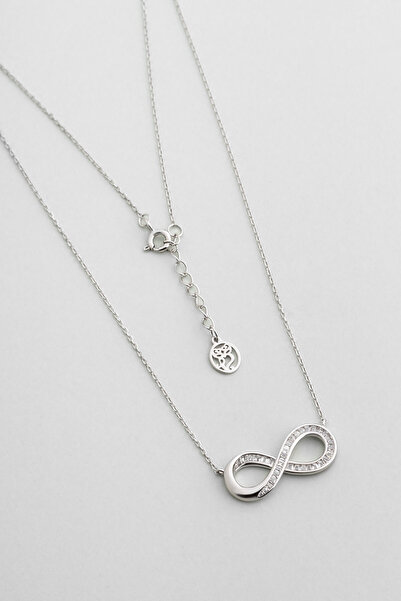 So CHIC... Sonsuz Aşk 18 Ayar Beyaz Altın Kaplama 45 Cm Gümüş Kolye