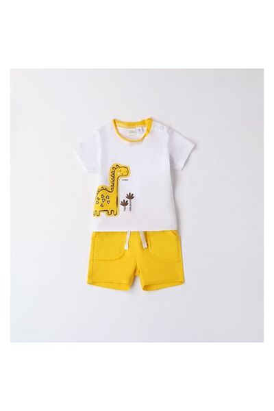 İDO Boy's T-shirt and shorts set, I Do, 4.8606, Yellow/White, 80-86 cm