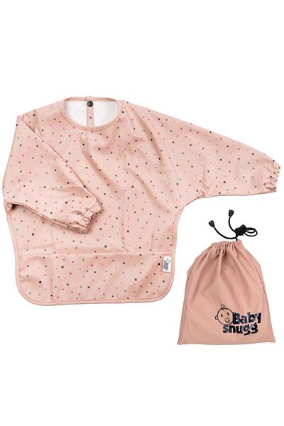 BabySnugg Long-sleeved waterproof bib, 6-36 Months, Pink Dots