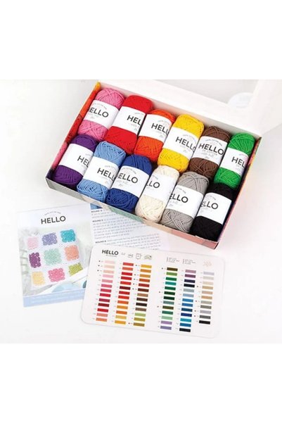 iğne izi Hello Set de 12 fire, culori vibrante, funie de perforare, funie amigurumi, croșetat ASSORTMEN