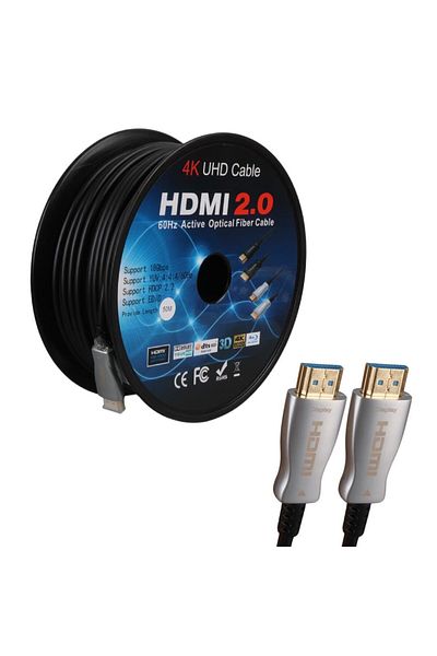 Powermaster PM-32807 كابل صوت وصوت HDMI 2.0 بطول 50 مترًا ثلاثي الأبعاد 4K فائق الدقة (4096x2160@60 هرتز)