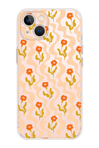 shoptocase iPhone 15 Uyumlu Çiçek Desenleri Şeffaf Silikon Koruyucu Telefon K...