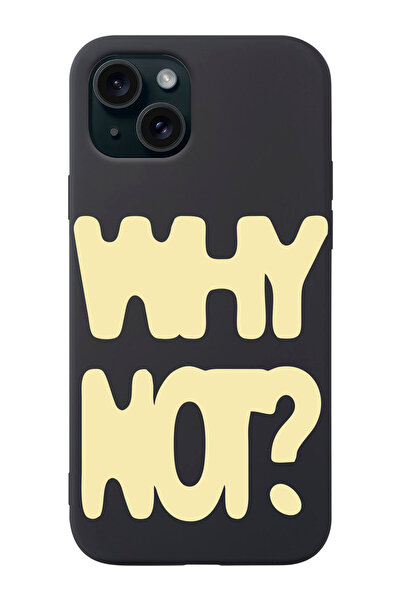 shoptocase iPhone 15 Uyumlu Why Not? Desenli İçi Süet Lansman Koruyucu Telefo...