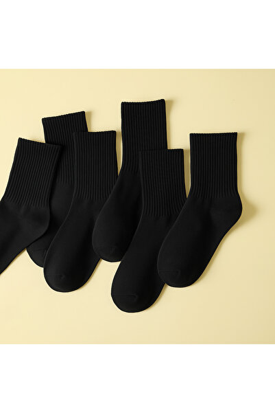 Butik 6 Pairs 100% Cotton Ribbed White Tennis Socks Unisex Socket Length