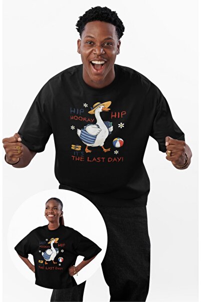 Fuddy Moda Tricou unisex cu imprimeu Its The Last Day, tricou supradimensiona...