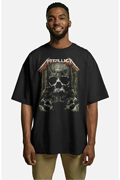 Fuddy Moda Unisex Vintage Metallica γραπτό μπλουζάκι, Oversize Rock Band με σ...