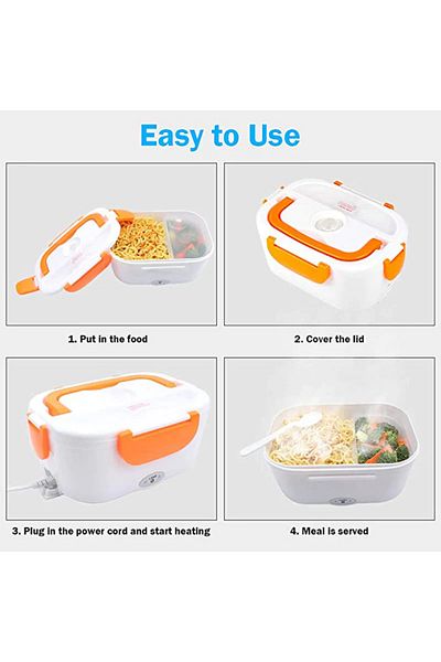 DAR Electric Heated Lunch Box, 900 ml, Removable Stainless Steel Tray, Three Compartments, 149-56