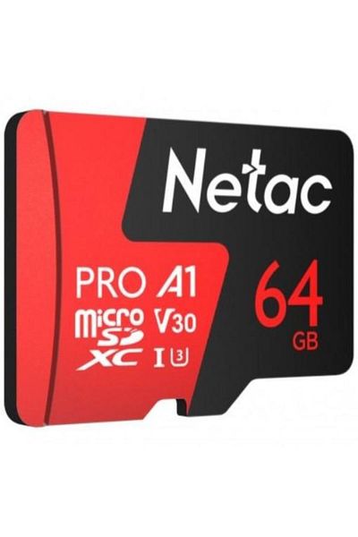 Netac Card de memorie P500 Extreme Pro, MicroSDXC, 64GB, V30/A1/C10 up to 100MB/s