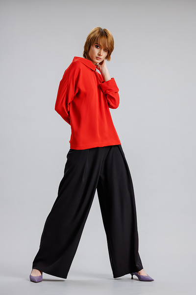 RVL Coral red blouse with collar